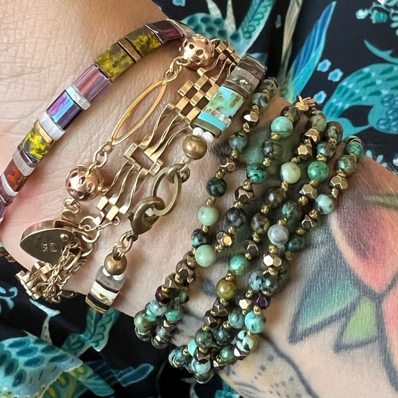 Handmade hand knotted long double layer African turquoise gemstone necklace - Picture 7 of 9